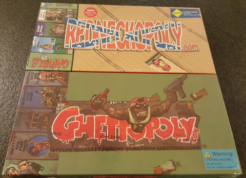 Our best deal! Buy Ghettopoly and Redneckopoly for just $124.90 plus shipping. Still in Shrink Wrap.